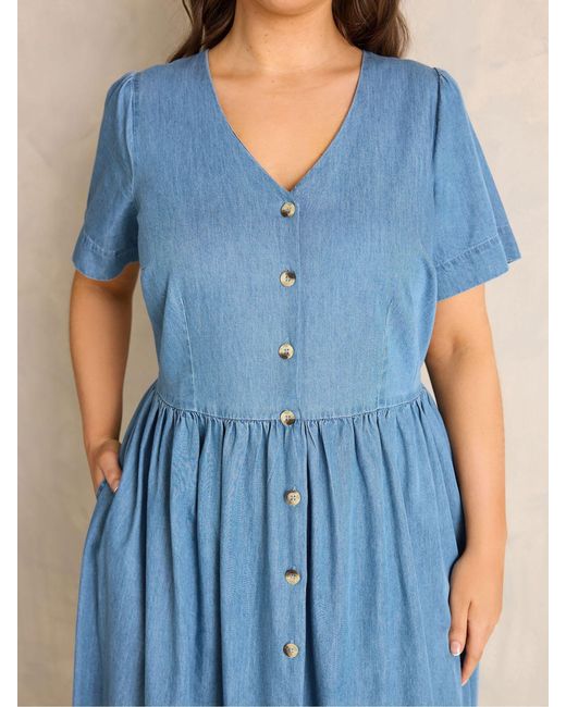 Evans Blue Button Through Denim Dress