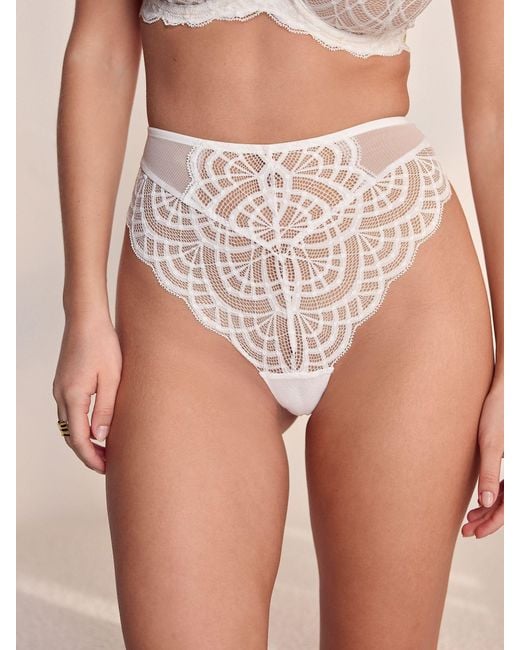 Next White High Rise High Leg Lace Knickers 2 Pack
