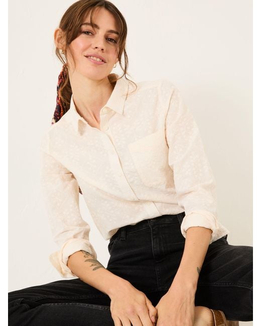 FatFace Natural Fatface Olivia 100% Cotton Long Sleeve Shirt