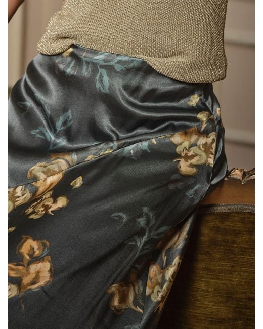 FatFace Brown Fatface Lily Printed Satin Bias Skirt