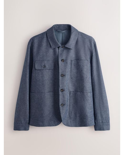 Next Blue Textured Chore Jacket for men