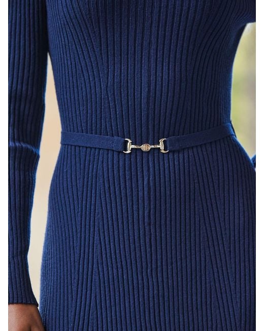 Wool Dress Ribbed Fit And Flare Dress Sosandar Women's Blue Ribbed Knit Fit Flare Dress Wool Dress Ribbed Fit And Flare Dress Sosandar Women's Blue Ribbed Knit Fit Flare Dress