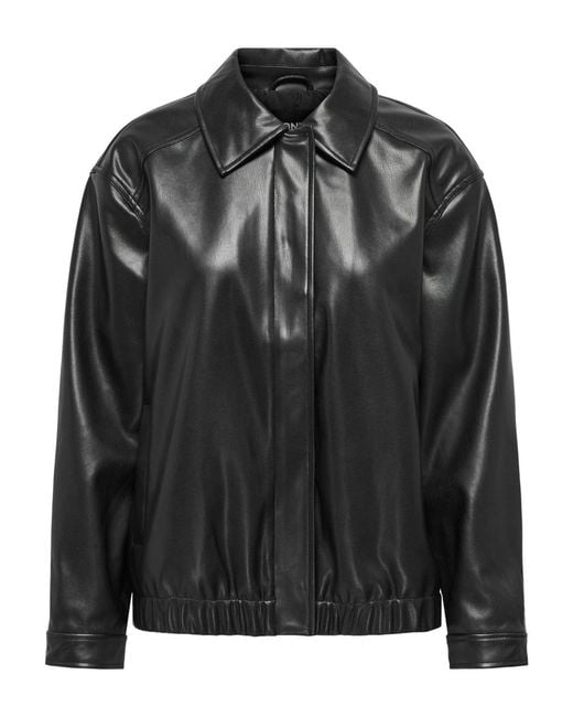 ONLY Black Collared Faux Leather Bomber Jacket