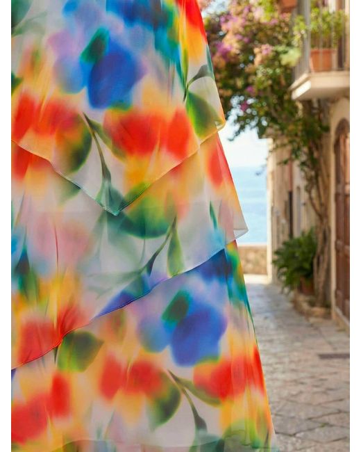 Roman Petite Abstract Layered Tier Dress in Blue | Lyst