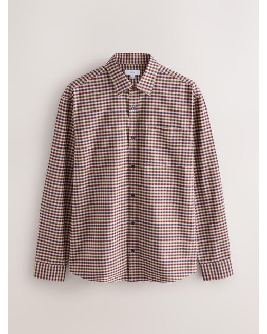 Next Brown Check Soft Touch Long Sleeve Shirt for men