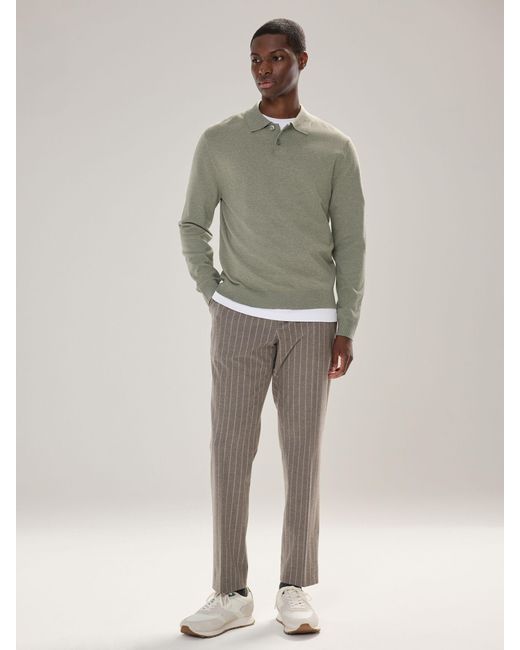 Next Gray Plain Regular Fit Essential Long Sleeve Knitted Polo Shirt for men