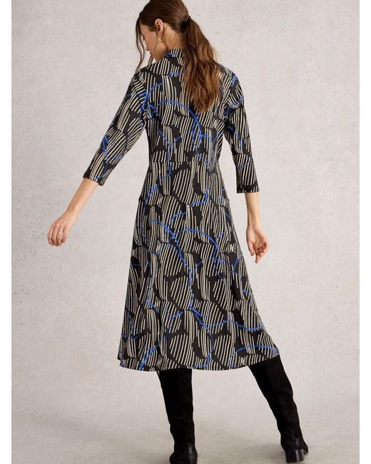 White Stuff Black Rua Jersey Shirt Dress