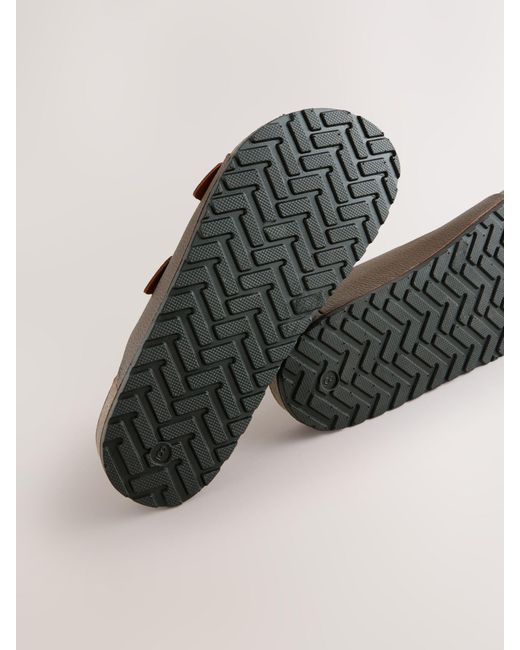 Next Brown Leather Two Buckle Sandals for men