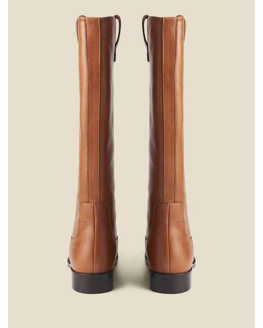Sosandar Brown Square Toe Flat Leather Boots