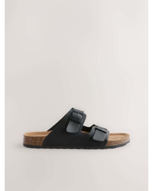 Next Black Leather Two Buckle Sandals for men