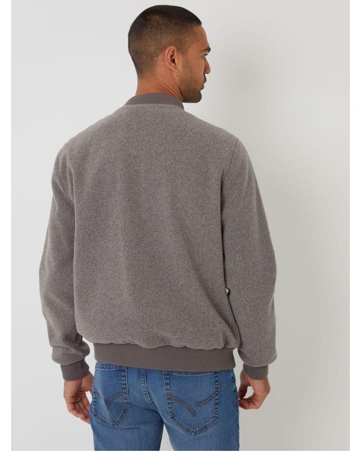 Threadbare Gray Faux Wool Brushed Bomber Jacket for men
