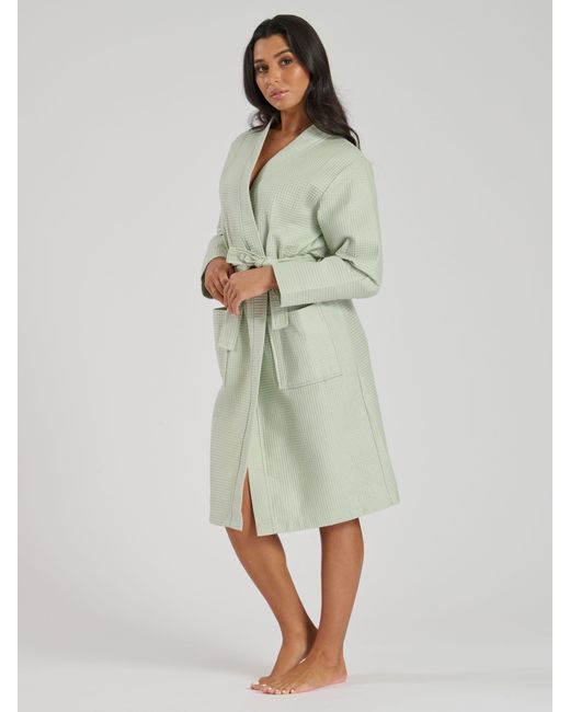 Loungeable Green Herren 100% Baumwolle Waffel Bademantel Für Herren