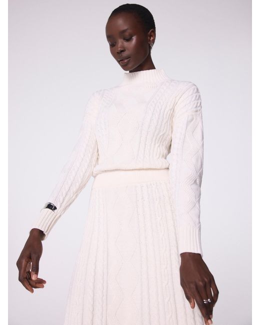 Mint Velvet Natural Cream Cable Knit Midi Dress