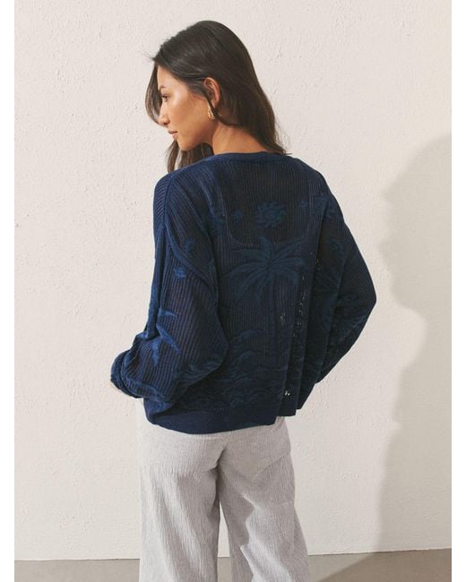 Next Blue Palm Tree Pattern Cardigan