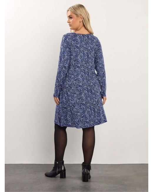 Yours Curve Blue Pleated Front Dress