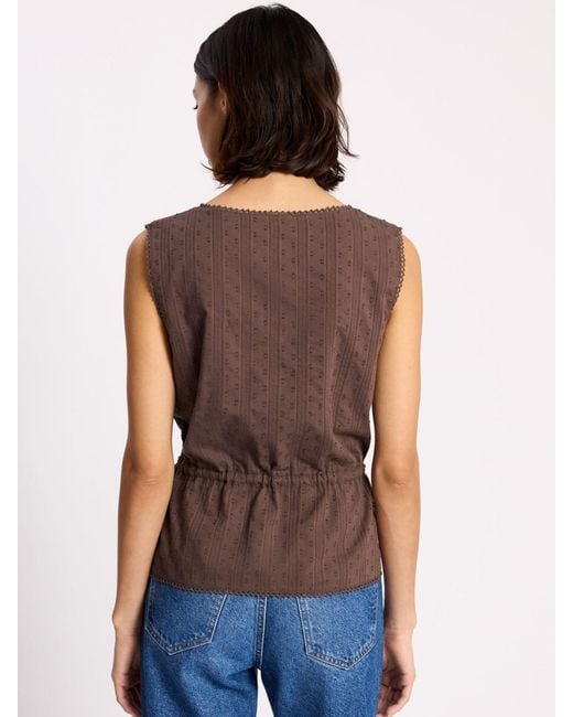 Albaray Brown Drawstring Waist Button Through Top