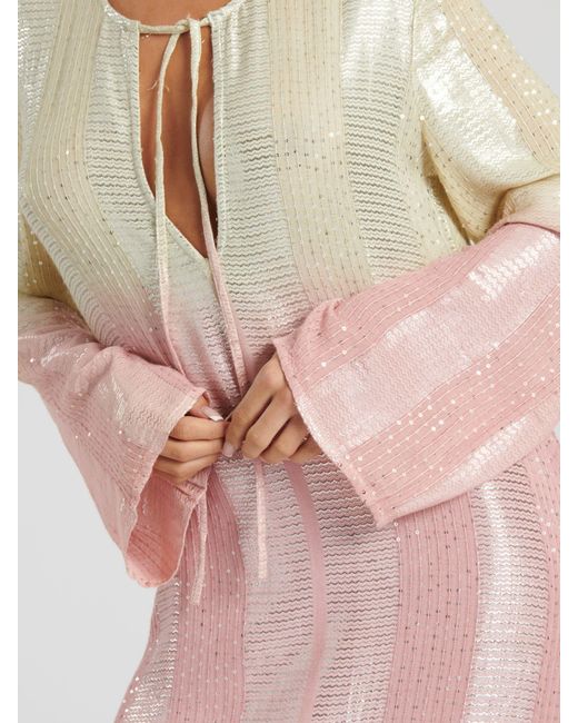 South Beach Blue Ombre Metallic Maxi Kaftan Dress