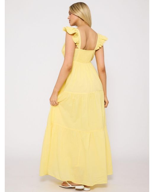 South Beach Metallic 100% Cotton Frill Sleeve Tiered Maxi Dress