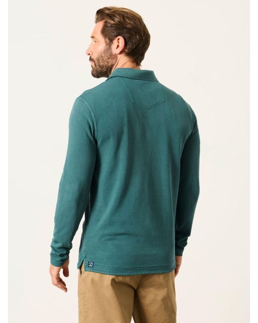 FatFace Green Fatface Long Sleeve Pique Polo Shirt for men