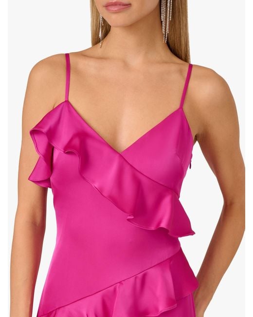 Adrianna Papell Pink Adrianna By Stretch Satin Long Dress