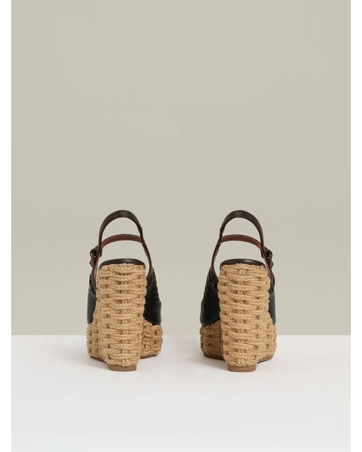 Reiss Natural Chocolate & Leather Whipstitch Wedges Sandals