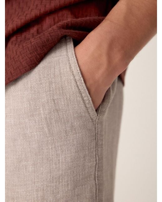 Next White Linen Blend Elasticated Waist Shorts for men