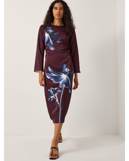 Monsoon Purple Polly Floral Print Midi Dress