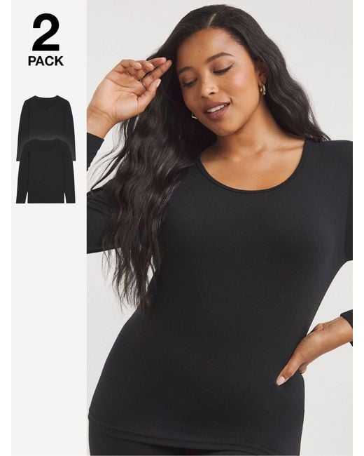 Simply Be Black Thermal Long Sleeve Top 2 Pack