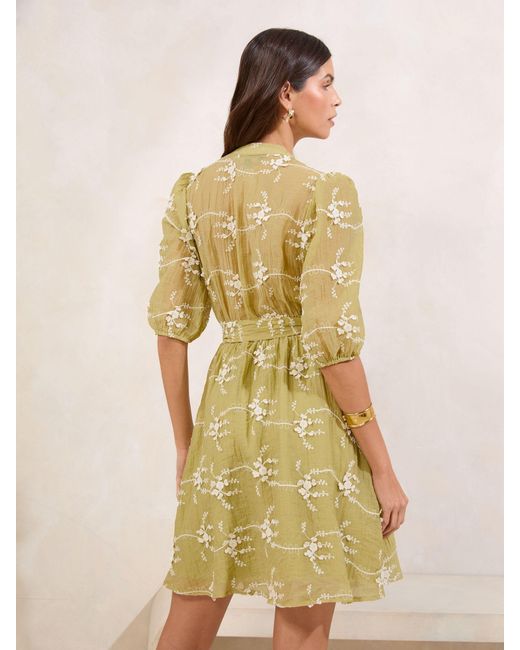 Evening Gowns Lipsy Embroidered Shift Dress Lipsy 3D Textured Mini Belted  Shift Dress In Natural Lyst