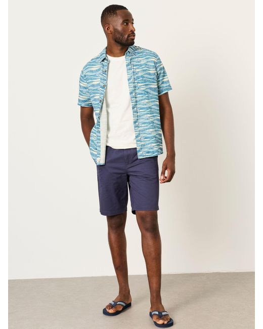 FatFace Blue Fatface Short Sleeve Turtle Print Shirt for men