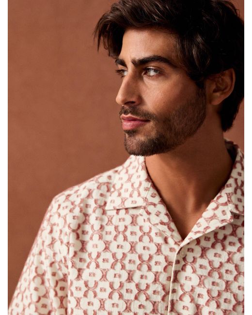 Next Pink Trellis Textured Short Sleeve 100% Cotton Shirt for men