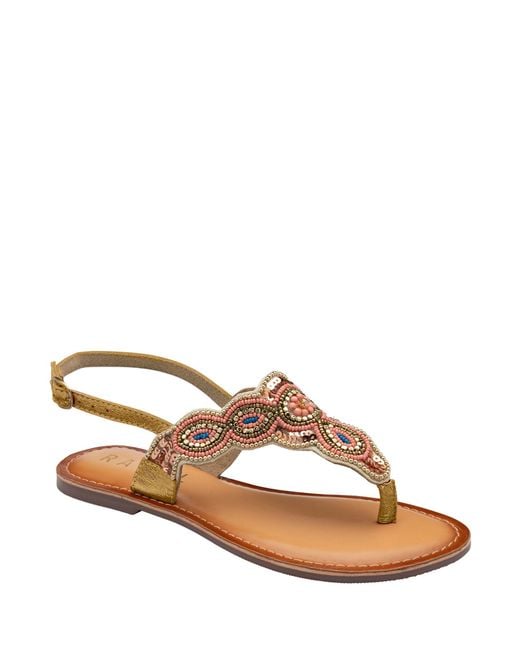 Ravel Brown Back Strap Toe Post Leather Sandals