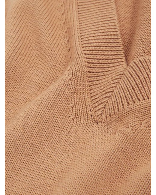 Reiss White Valerie Cotton-Wool Knit V-Neck Top