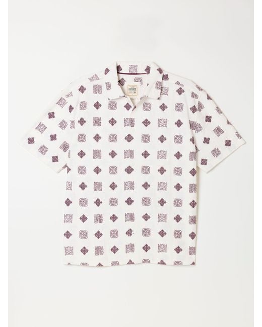 FatFace Natural Fatface Short Sleeve Relaxed Fit Placement Tile Embroidered Shirt for men