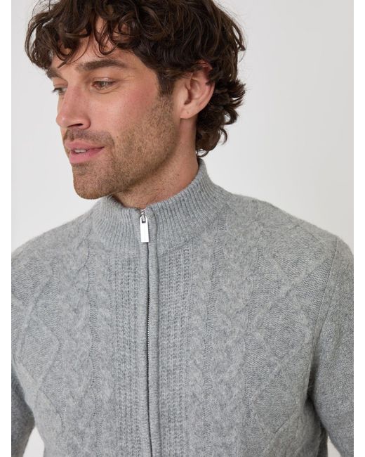 Threadbare Gray Cable Knit Zip Through Jumper for men