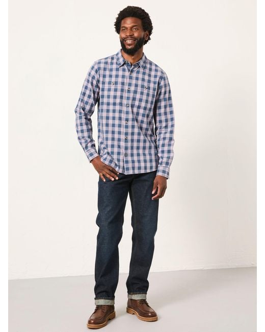 FatFace Blue Fatface Thursby Long Sleeve Relaxed Fit Gingham Shirt for men