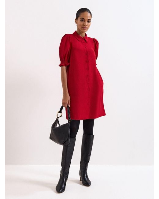 Phase Eight Red Candice Scallop 100% Cotton Dress