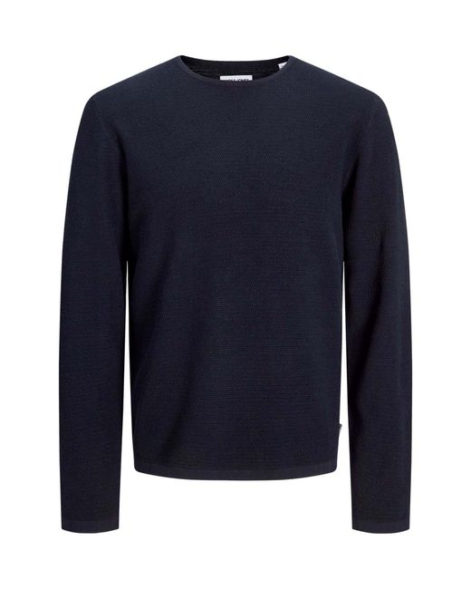 Jack & Jones Blue Relaxed Fit Crew Neck Knitted Jumper for men