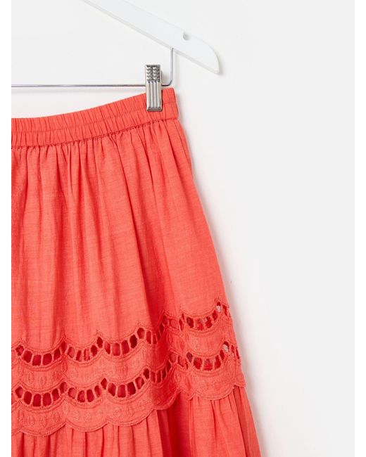 Oliver Bonas Coral Scalloped Cutwork Tiered Midi Skirt