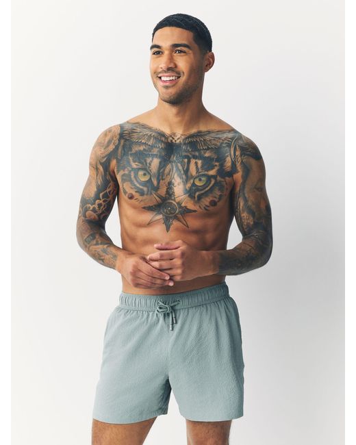 Next Blue Seersucker Swim Shorts for men