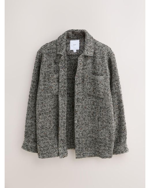 Next Gray Herringbone Check Shacket for men