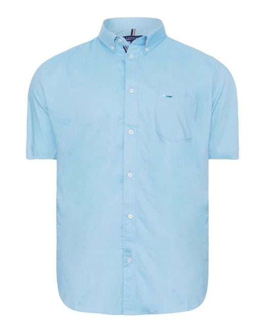 BadRhino Big & Tall Blue Short Sleeve 100% Cotton Oxford Shirt for men