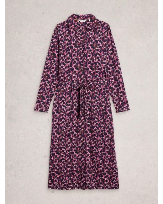White Stuff Purple Annie Jersey Shirt Dress