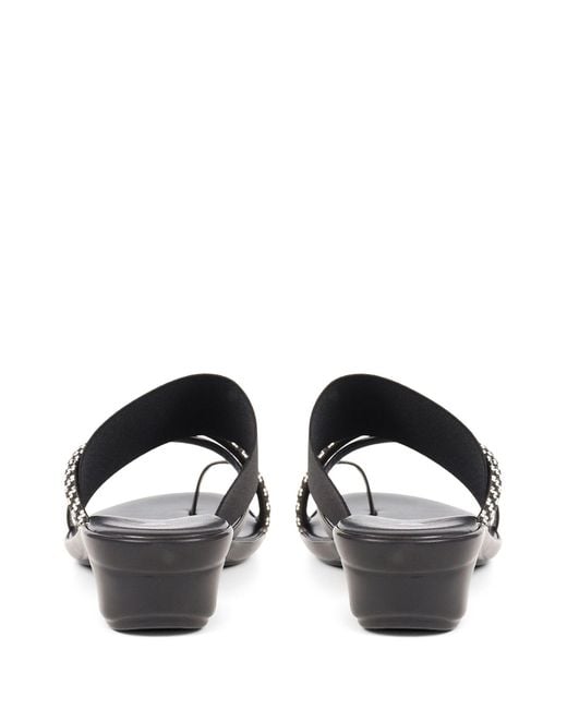Pavers Black Smart Toe Post Sandals