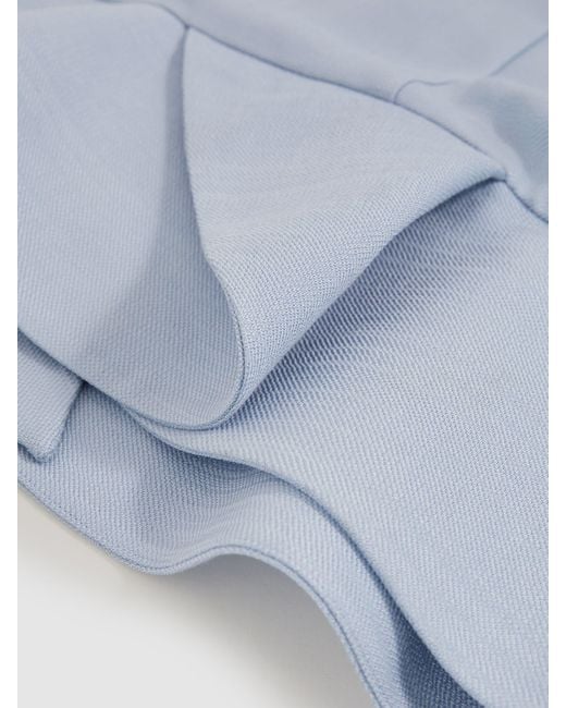 Reiss Blue Ashley Structured Ruffle-Hem Mini Dress
