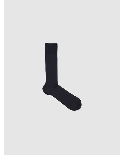 Reiss Blue Fela - Navy Cotton-blend Ribbed Socks, S/m for men