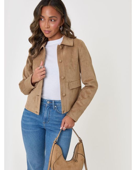 Threadbare Blue Faux Suede Collared Jacket