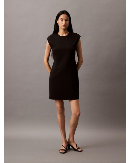 Calvin Klein Ponte Mini Dress in Black | Lyst Calvin Klein Ponte Mini Dress in Black | Lyst