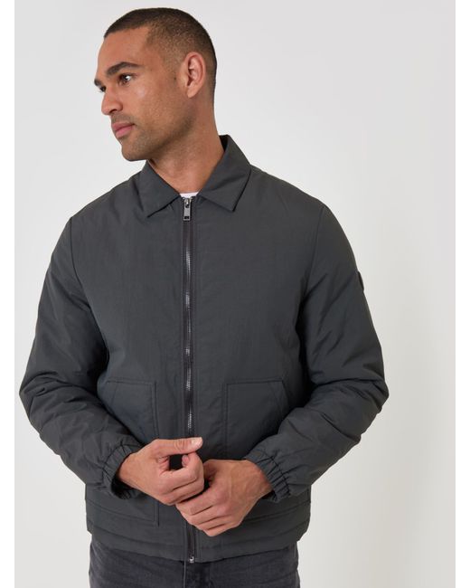Threadbare Gray Showerproof Collared Harrington Jacket for men