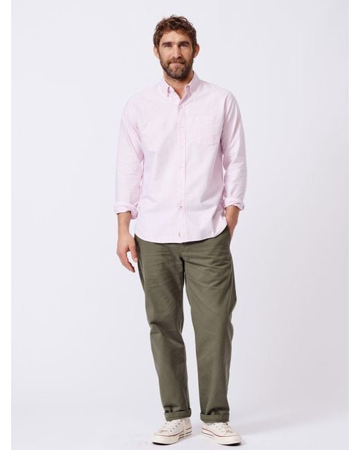 aubi Pink Aldridge Oxford Button Down Cotton Shirt for men
